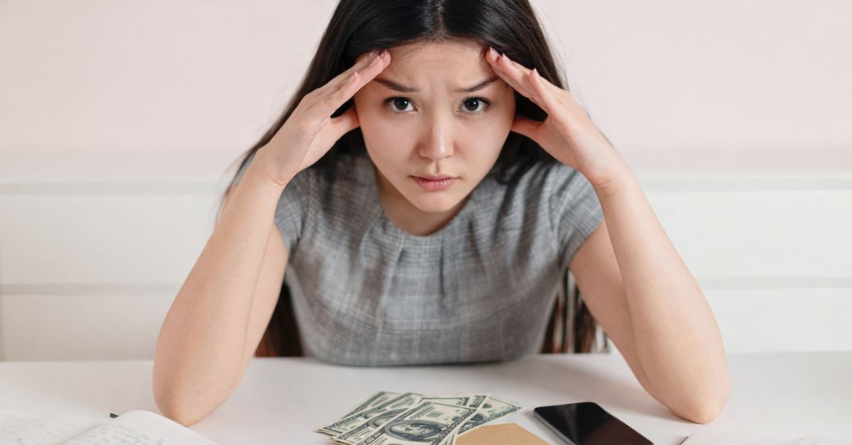 Financially worried woman