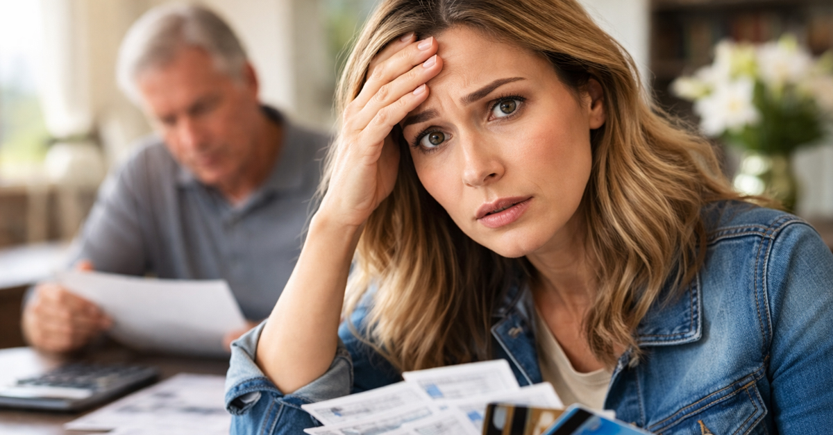 woman worried over credit card debt