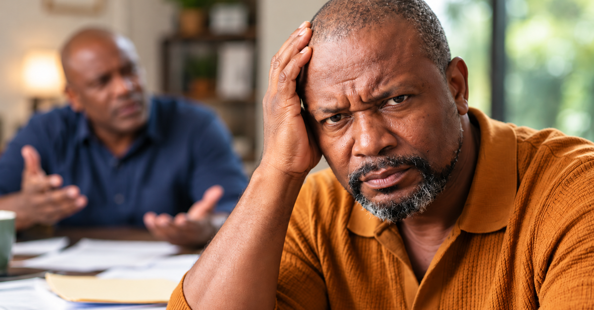 AI-generated image of two frustrated men arguing