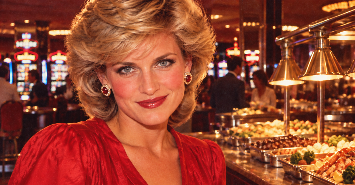 AI-generated image of a woman in a casino buffet
