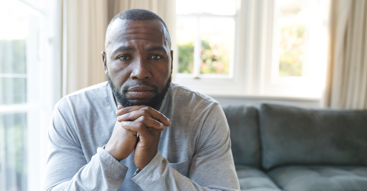 Portrait of sad african american man