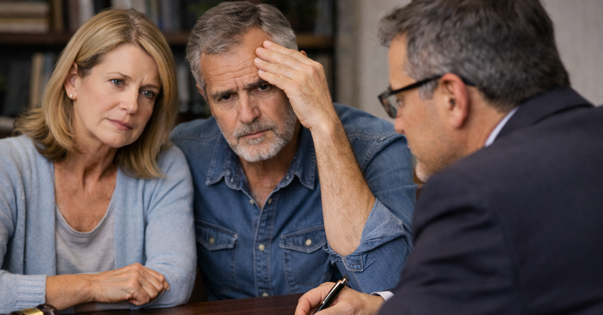 Couple working on their will with a lawyer