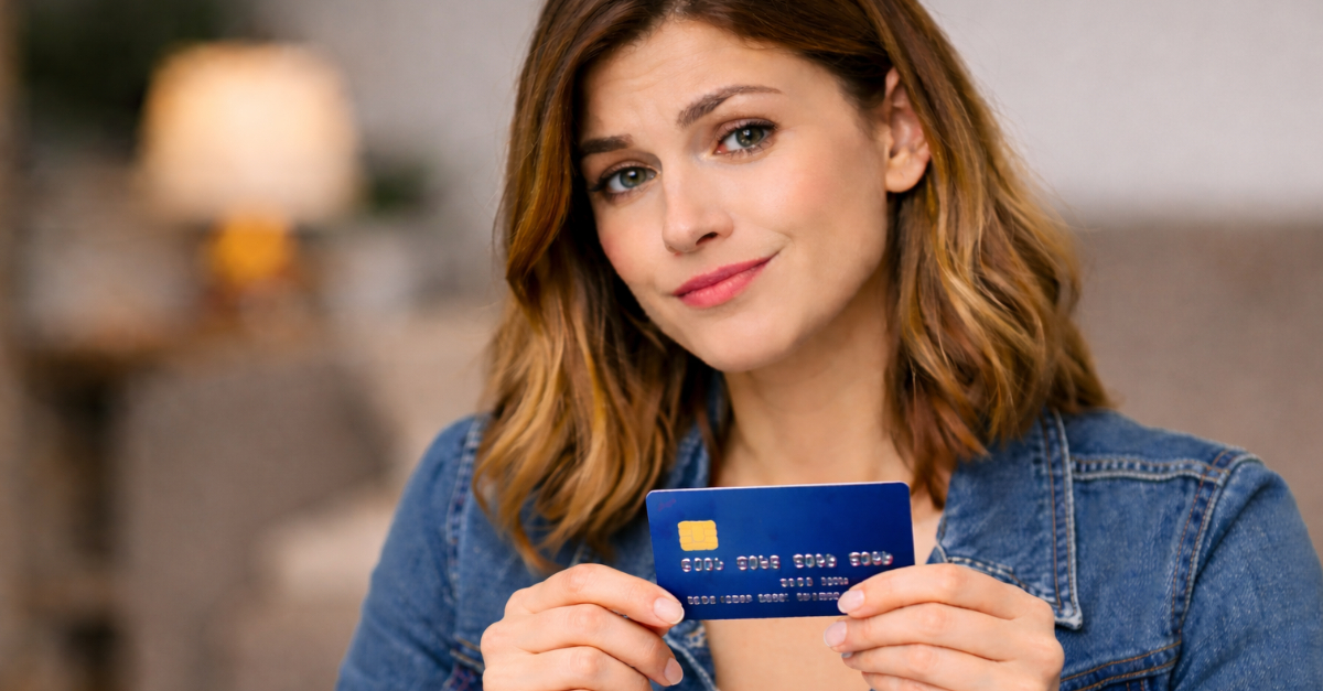 Woman holding credit card