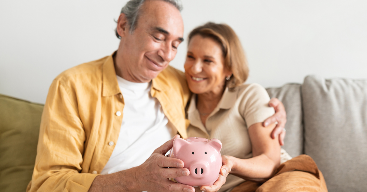 Happy european senior couple