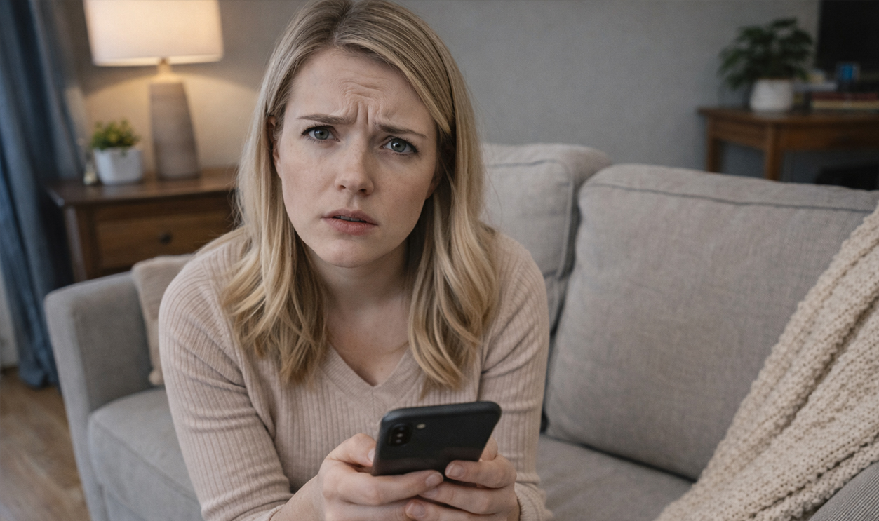 Woman concerned about pay app