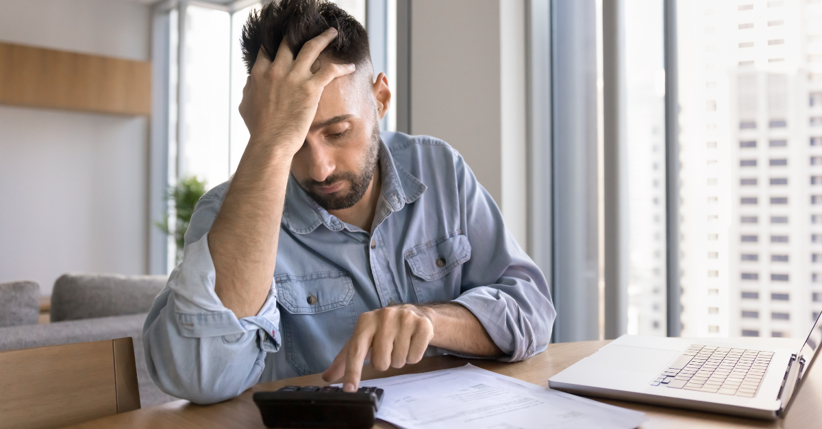 Worried tired freelance businessman