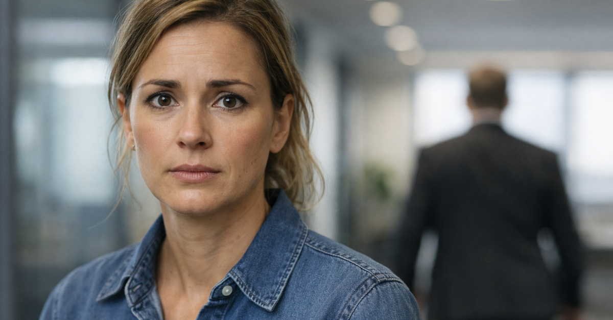 Woman Concerned in the office hallway