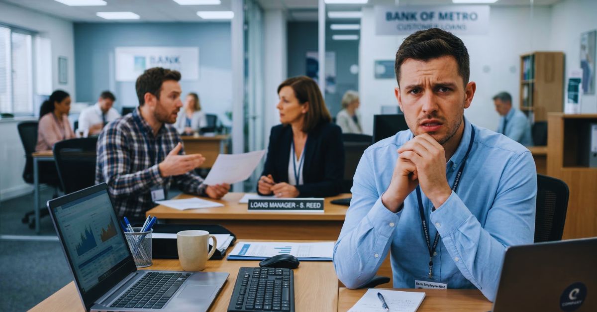 man worried bank loan