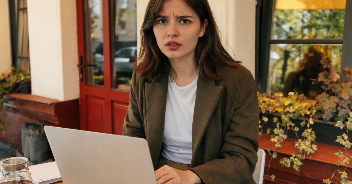 Woman Using Laptop While Drinking Coffee