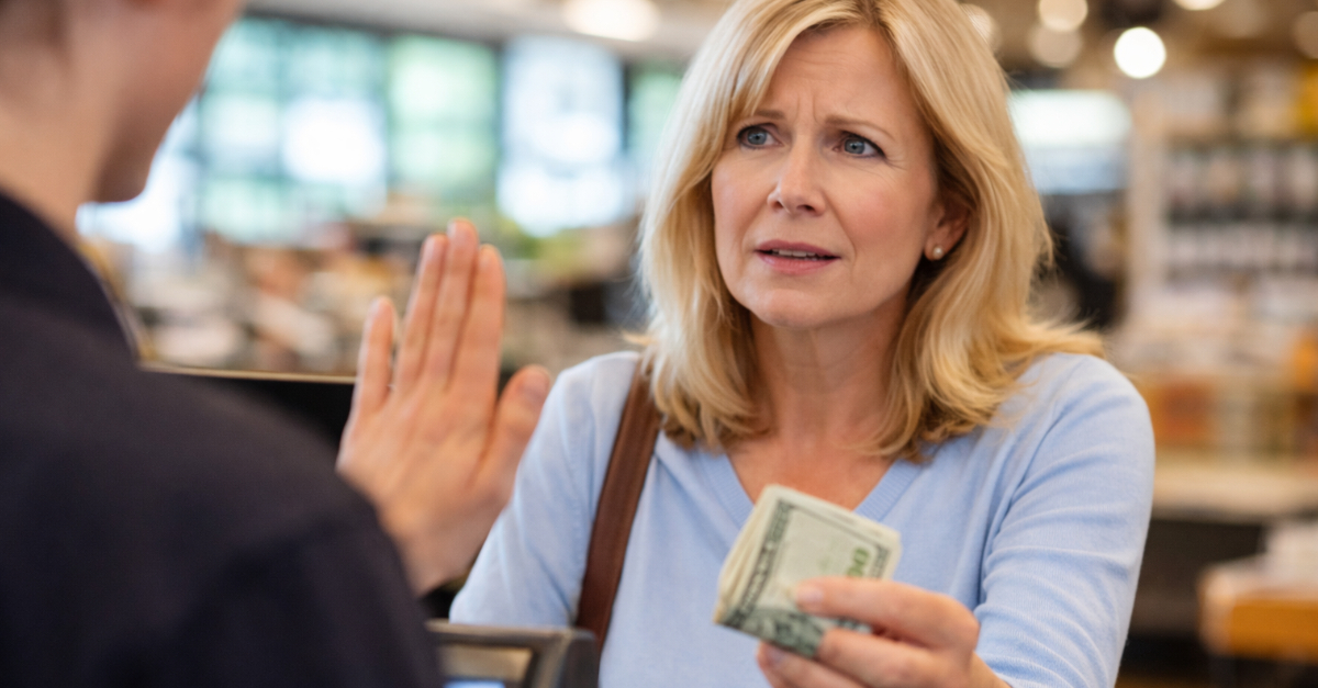 Woman tried to pay with cash at store