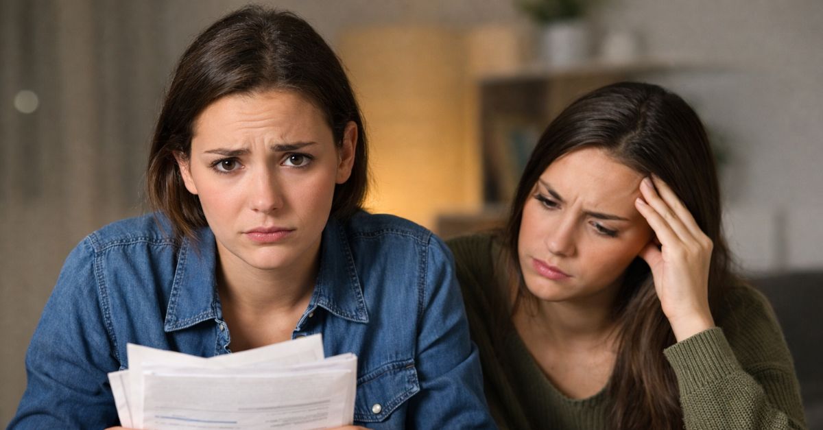 Worried sisters in quiet conversation