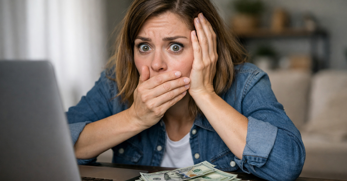 Stressed over a pile of cash