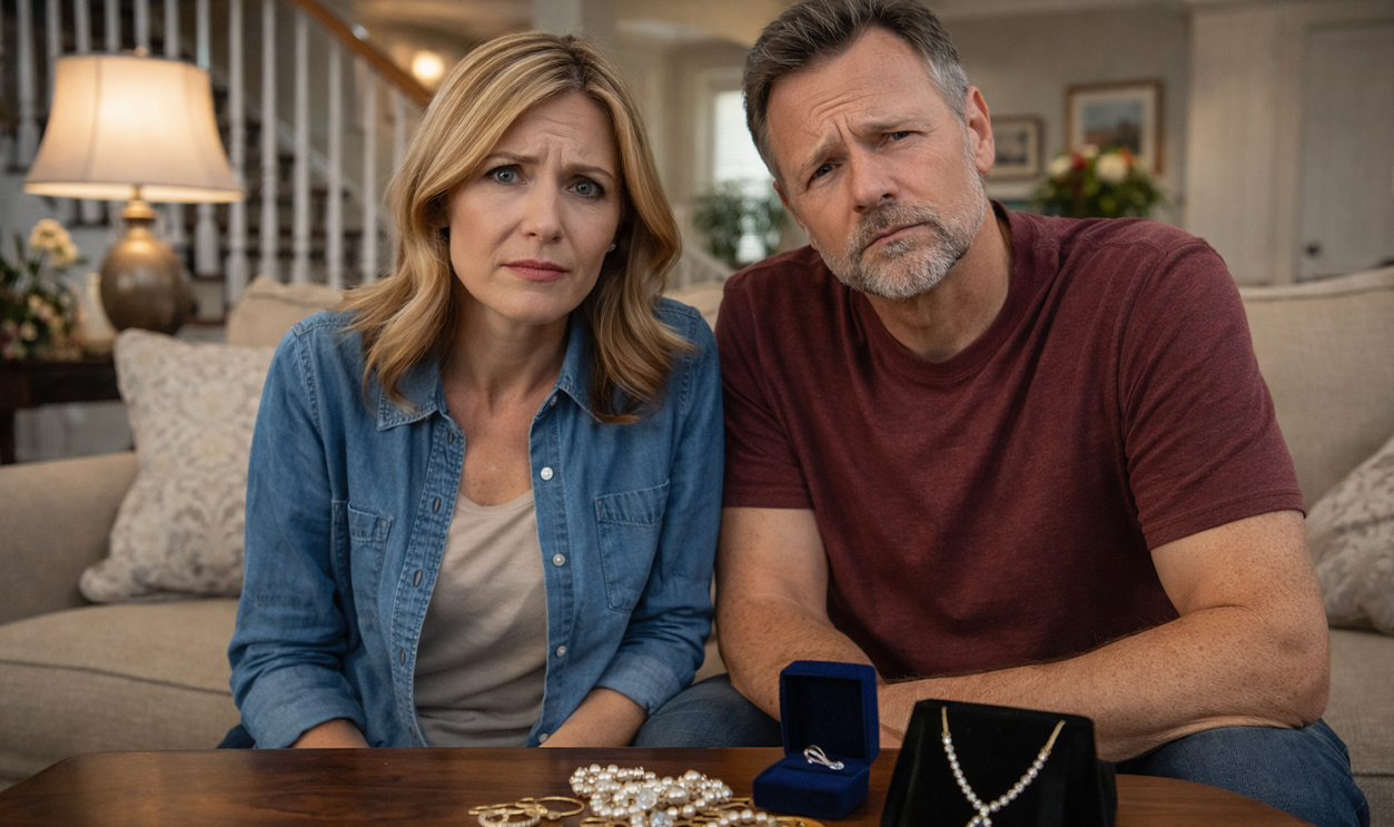 AI-generated image of a couple wondering if they can keep valuables found in their new home.