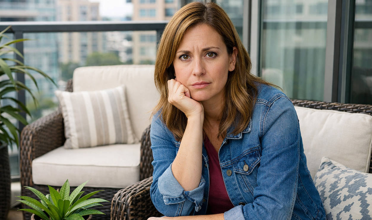 AI-generated image of a woman concerned about a fine from her condo association.