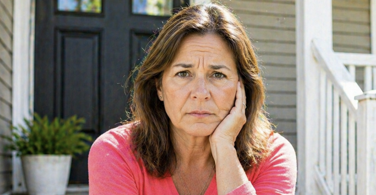 AI-generated image of a woman worried about foreclosure.