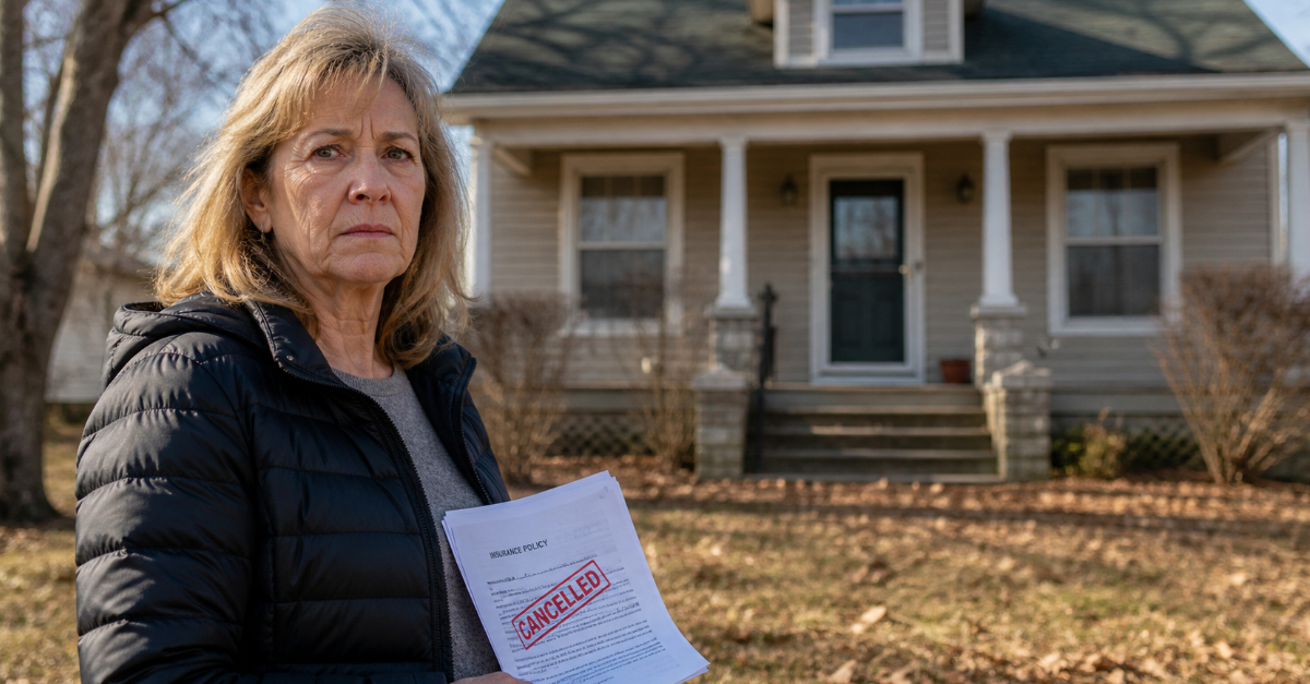 Older woman in front of house