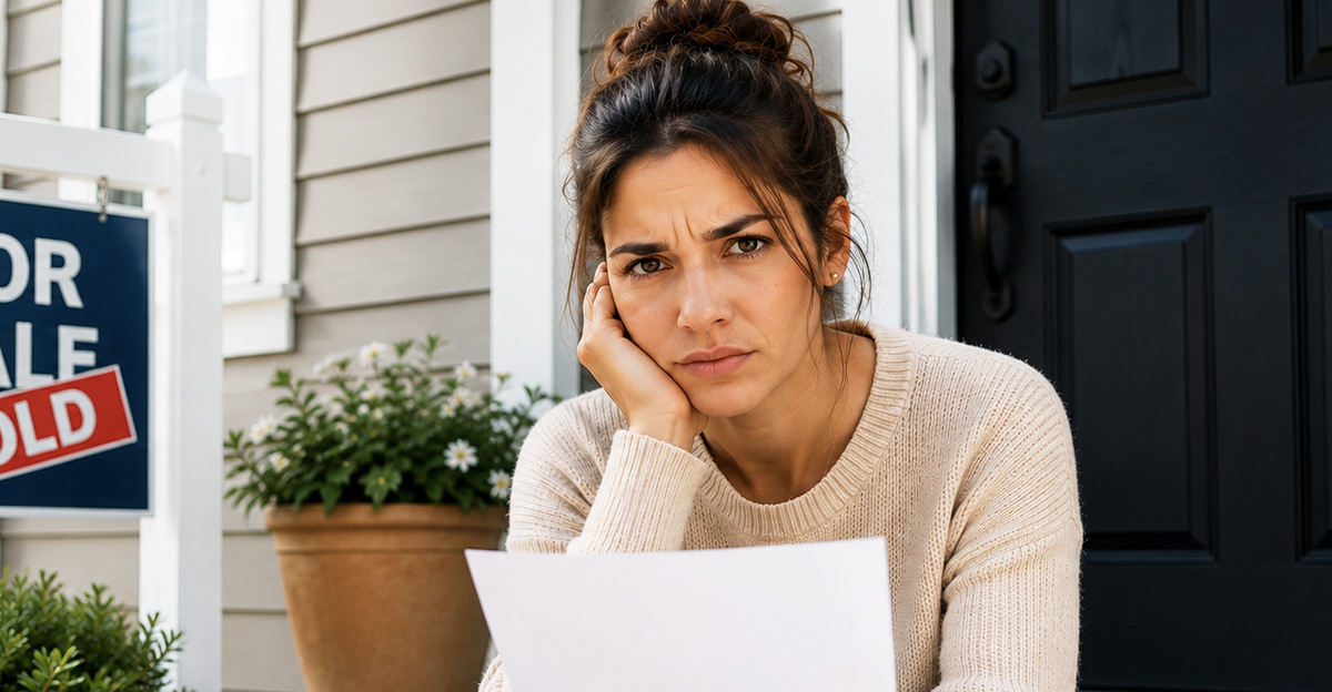 AI-generated image of a woman upset about her property taxes.