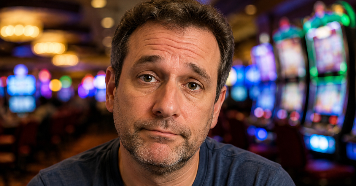 Frustrated man at a casino