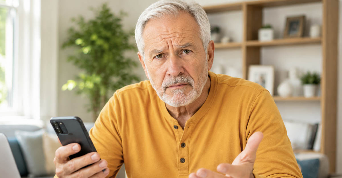 AI-generated image of a man worried about his bank account transers being flagged for fraud.