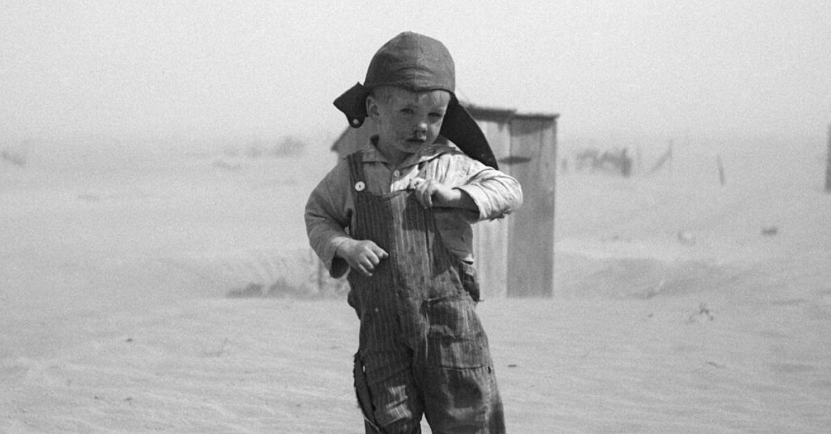 A farmer's son in Cimarron County, Oklahoma during the Dust Bowl era.