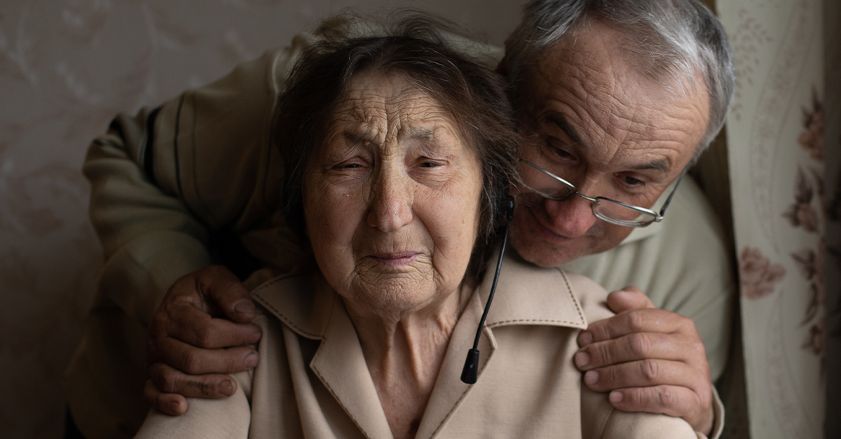 And older woman with a middle-aged man.