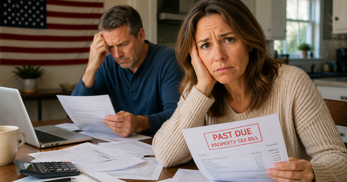 A woman and man with past due bills