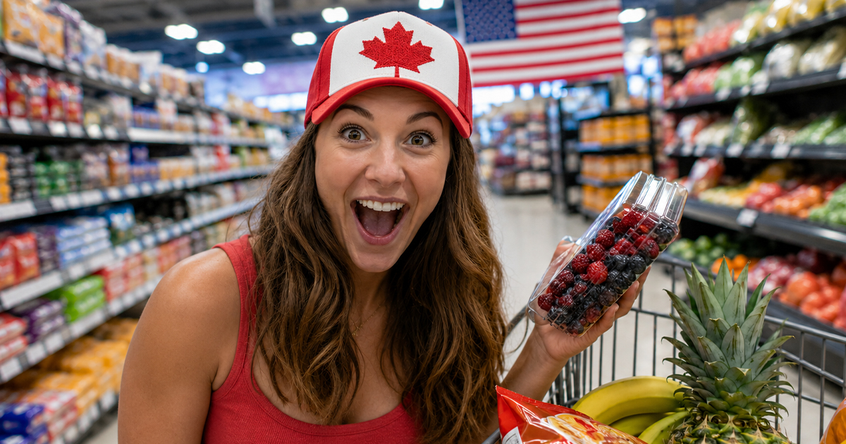 Canadian woman in an American grocery store