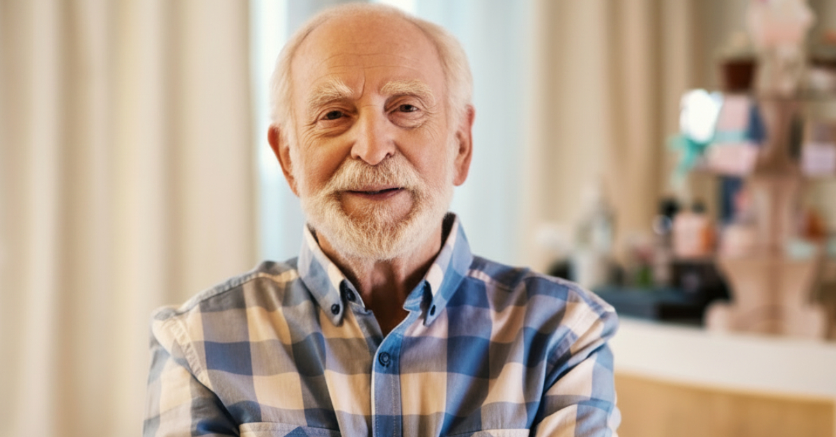 Older man looking at camera