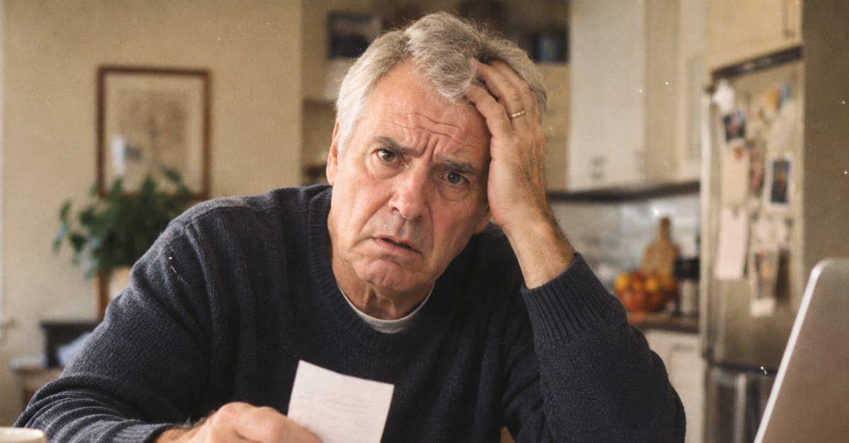 Worried Man Reviewing Household Bills