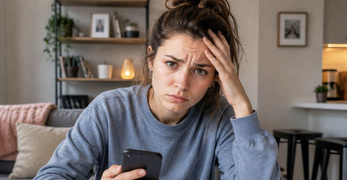 AI-generated image a woman worried about overdraft fees.