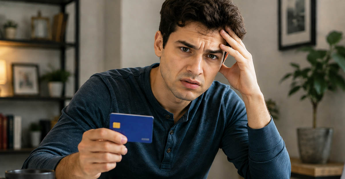 AI-generated image of a man worried about the credit card company denying his chargeback.