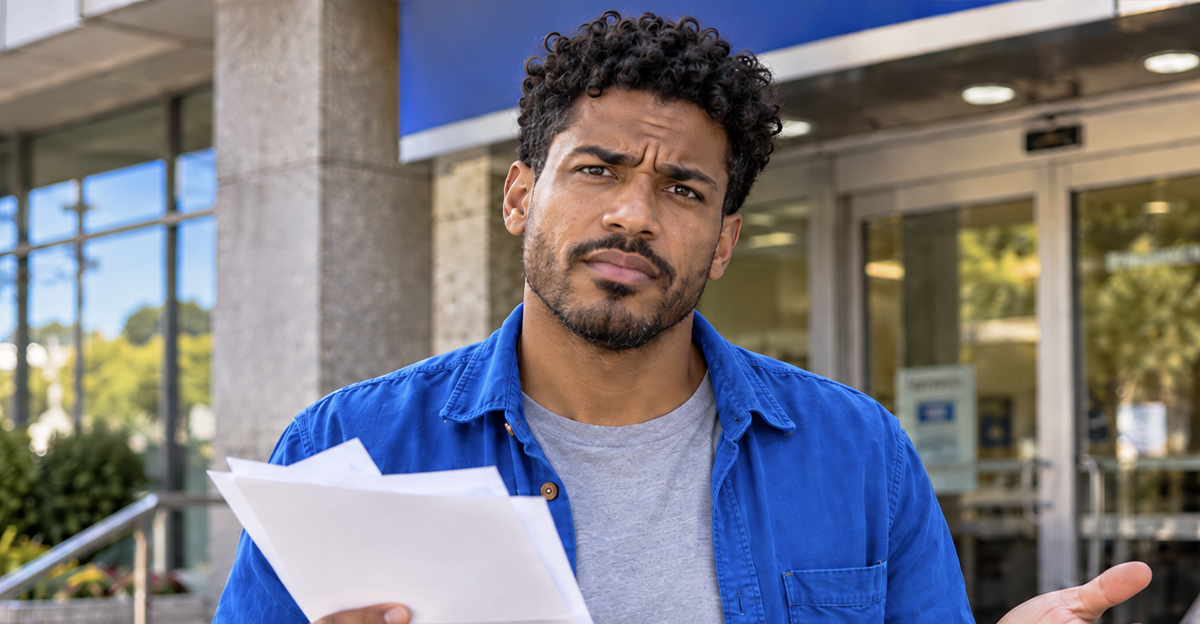 AI-generated image of a man worried about bank account and escheatment.