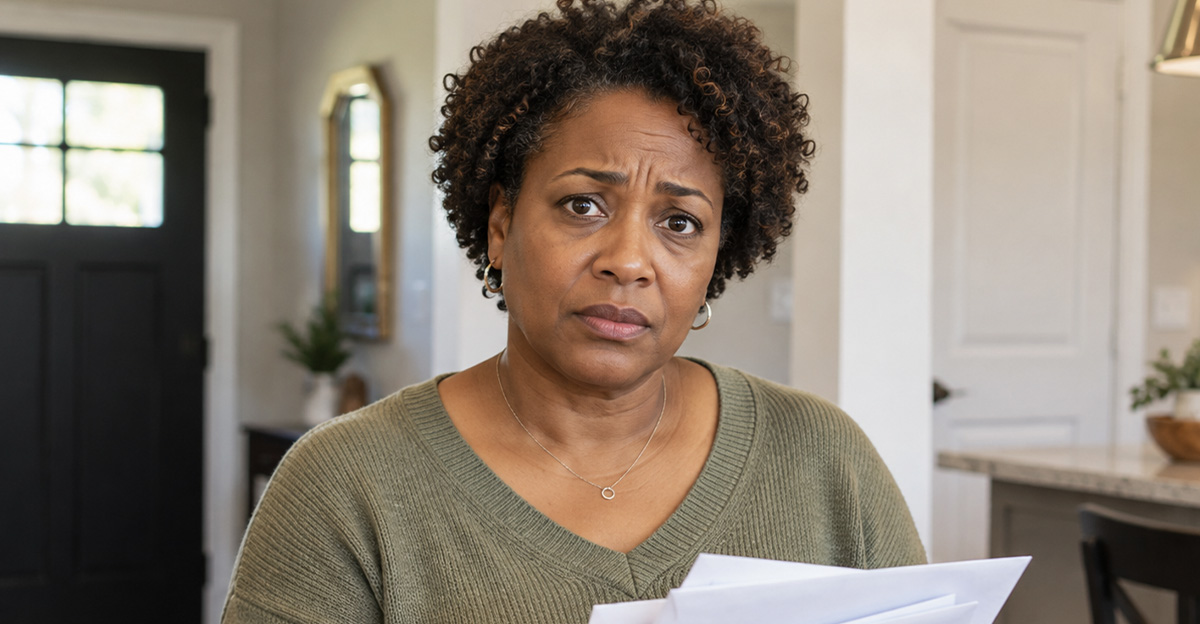 AI-generated image of woman concerned about protecting her credit and identity.