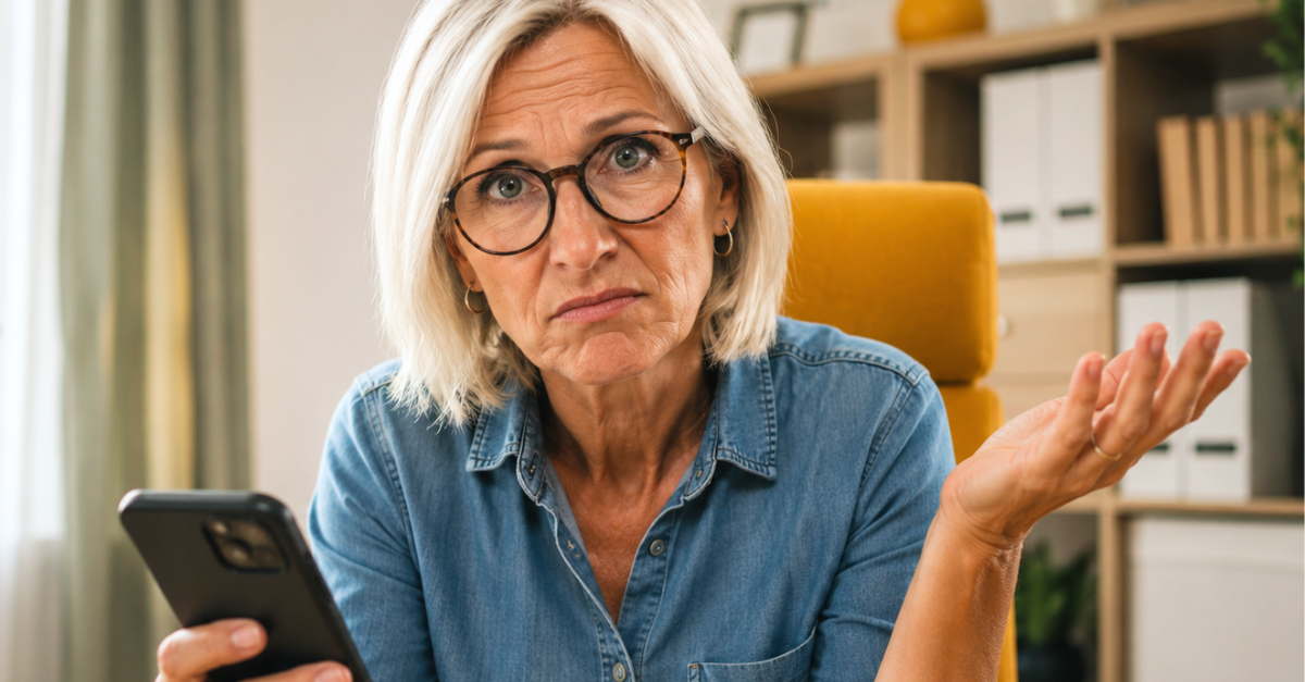 Confused Woman Checking Her Phone
