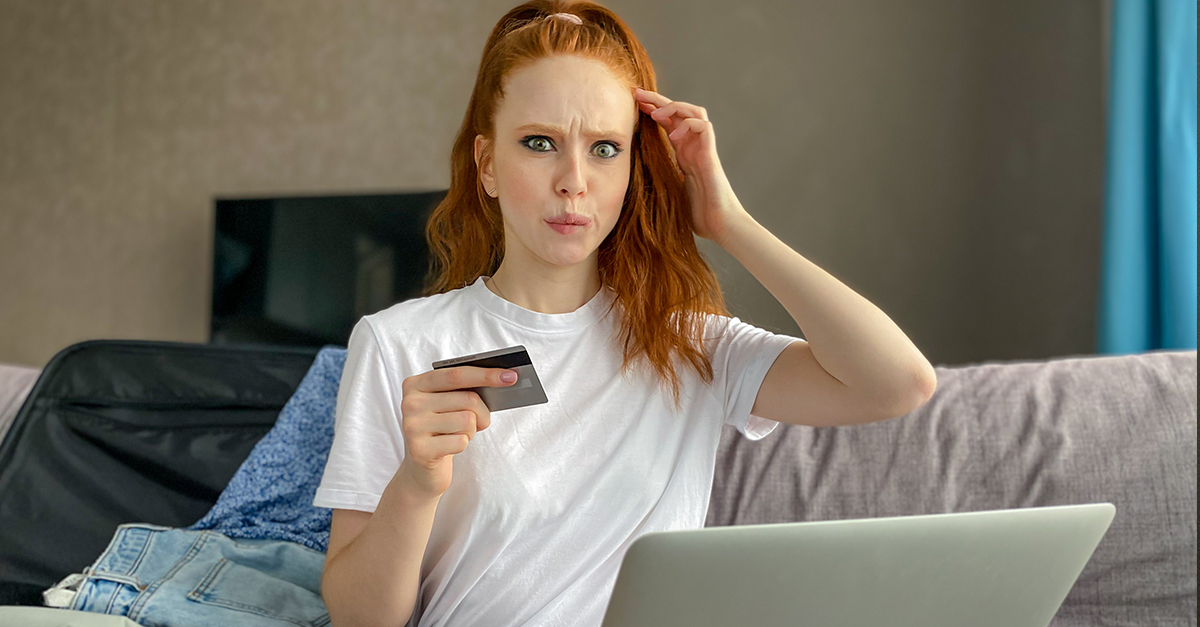 Young woman is surprised, worried, indignant.